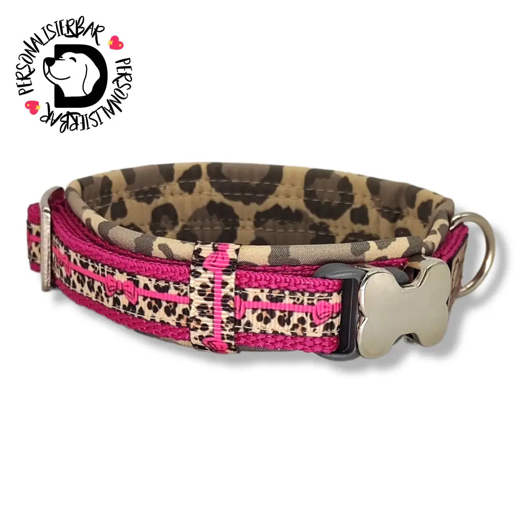 Halsbänder - Halsband 20mm Pink Leo Love VI