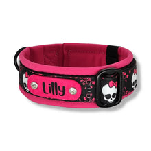 Lade das Bild in den Galerie-Viewer, Halsbänder - Halsband 40mm Pink Bow Skull