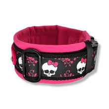 Lade das Bild in den Galerie-Viewer, Halsbänder - Halsband 50mm Pink Bow Skull II