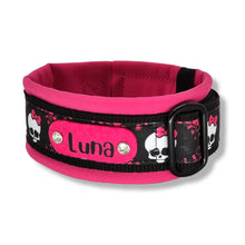 Lade das Bild in den Galerie-Viewer, Halsbänder - Halsband 50mm Pink Bow Skull II