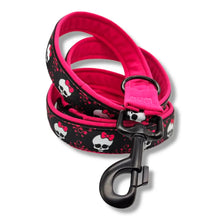 Lade das Bild in den Galerie-Viewer, Leinen - Leine 3-fach Pink Bow Skull