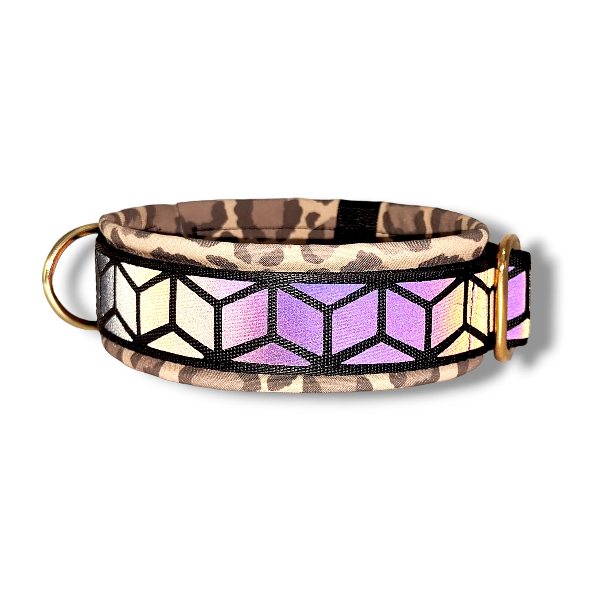QQPETS Reflektierendes Hundehalsband Leopardenmuster – Für Große Hunde, Nylon, Verstellbar, Mit Schnellverschluss, Weiß