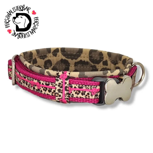 Halsbänder - Halsband 20mm Pink Leo Love VI