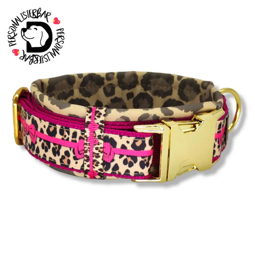 Halsbänder - Halsband 30mm Pink Leo Love V