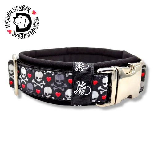 Halsbänder - Halsband 30mm Skulls & Hearts IV