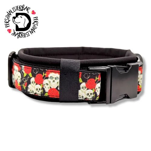 Halsbänder - Halsband 30mm Skulls & Roses III