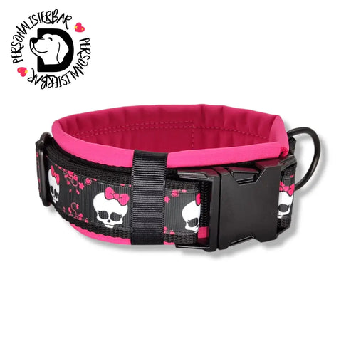 Halsbänder - Halsband 50mm Pink Bow Skull II