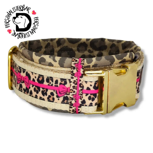 Halsbänder - Halsband 50mm Pink Leo Love IV