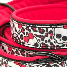 Lade das Bild in den Galerie-Viewer, Leinen - Leine 3-fach Red Bow Skull
